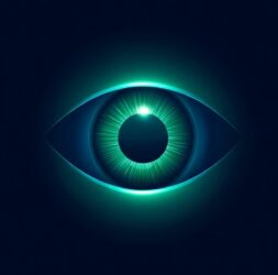 Modernes Schutzauge-Logo in Blau und Mintgrün, das Klarheit und digitale Sicherheit symbolisiert.